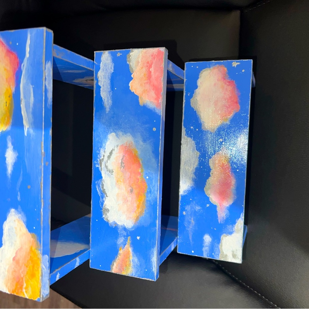 Hand painted Tabletop shelves for crystals, skincare, etc.